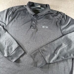 Y2K Oakley Pullover Long Sleeve Sweatshirt Gray Collar Button Up 2XL XXL Good